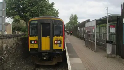 A train at Cardiff Bay station