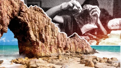 Montagem msotra praia de Jericoacoara e tráfico de drogas