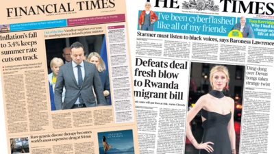 Financial Times and Times front pages