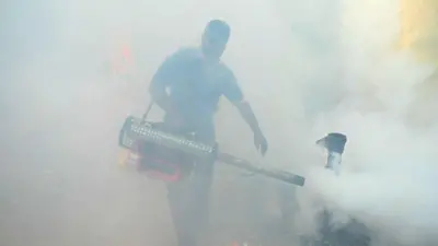 கொசு மருந்து அடிக்கப்படும் காட்சி