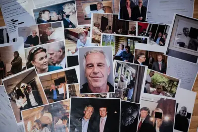 Un assemblage d'images de Jeffrey Epstein avec de différentes personnalités du monde.