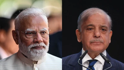 भारतीय प्रधानमंत्री नरेंद्र मोदी और पाकिस्तानी प्रधानमंत्री शहबाज़ शरीफ़