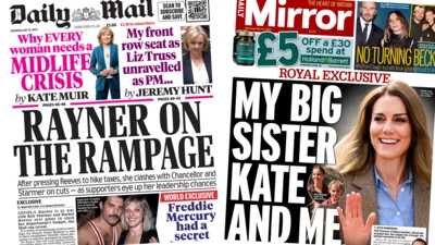 Daily Mail and Daily Mirror front pages