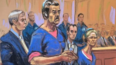 Maduro'nun duruşmada çizilen bir resmi