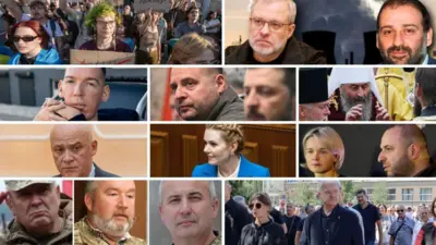 Колаж із 10 фотографій про події та людей, які є фігурантами скандалів 2025 року 