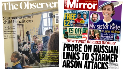 The Observer and Sunday Mirror front pages in a composite picture