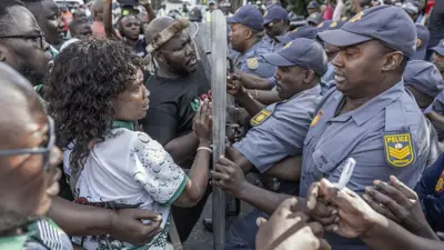 Police push back protesters in South Africa