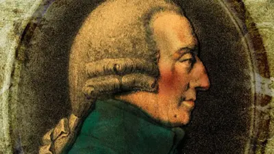 Ilustración de medallón con el retrato de Adam Smith de perfil