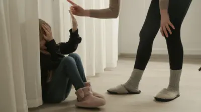 Dete sedi na podu dok ga starija osoba grdi