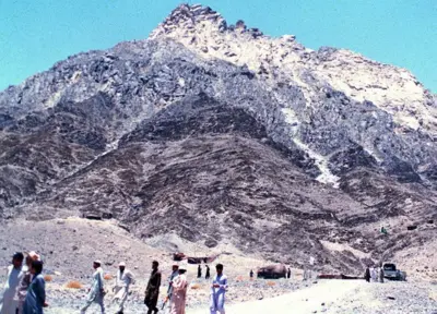 A view of Chaghi district hill which turned white from top after Pakistan tested its five nuclear devices on May 28, in the southwestern Baluchistan province, 19 June
