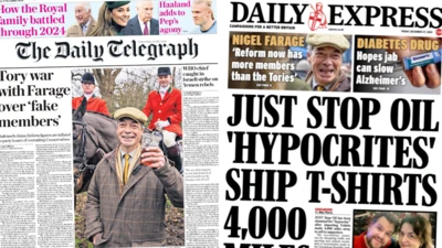 Composite image of newspaper front pages 