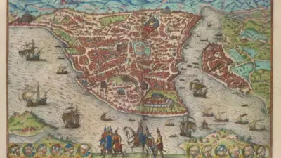 نقشه‌ای از سال ۱۵۸۲ میلادی که استانبول دوره بیزانس را نشان می‌دهد