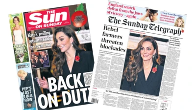 The Sun and the Sunday Telegraph front pages. 