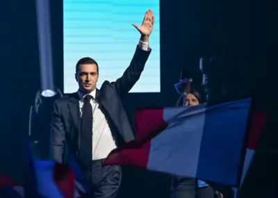 Jordan Bardella, Chủ tịch Đảng Tập hợp Quốc gia Pháp tại thủ đô Paris vào đầu tháng 6/2024