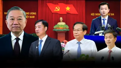 Ảnh thiết kế: từ trái qua: các ông Tô Lâm, Nguyễn Duy Ngọc, Đỗ Thanh Bình, Nguyễn Minh Triết, Lê Quang Tùng