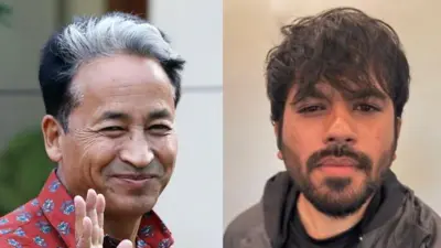 सोनम वांगचुक (बाएं) और कॉकरोच जनता पार्टी के संस्थापक अभिजीत दीपके
