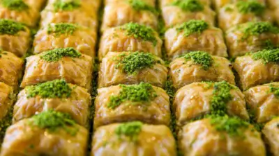 Bir tepsi fıstıklı baklava