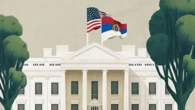 srpska i američka zastava se vijore na Beloj kući