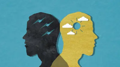 Aynı adamın zıt ruh hallerindeki iki farklı versiyonu - illüstrasyon