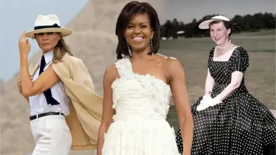 Montagem com a foto de Melania Trump, Michelle Obama e Mary Geneva