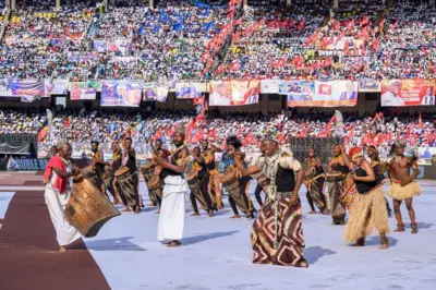 Le stade des Martyrs accueillant un meeting du président congolais Felix Tshisekedi.