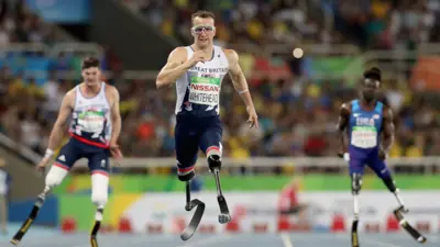 Richard Whitehead racing for Great Britain in the Rio Paralympics in 2016. 