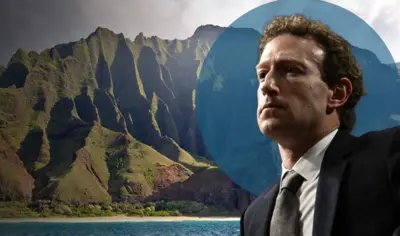 Montagem mostra uma montanha e Zuckerberg