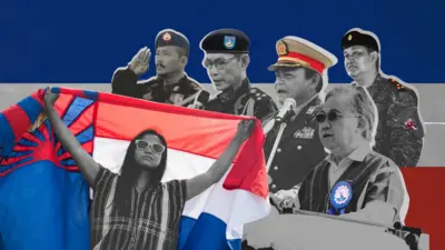 ကရင်လက်နက်ကိုင်တပ်ခေါင်းဆောင်တွေ နဲ့ ကရင်အလံကို လွှင့်နေတဲ့ မျက်မှန်တပ် အမျိုးသမီးငယ် 