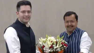 राघव चड्ढा ने आम आदमी पार्टी छोड़ने की घोषणा करने के बाद बीजेपी के राष्ट्रीय अध्यक्ष नितिन नबीन से मुलाक़ात की