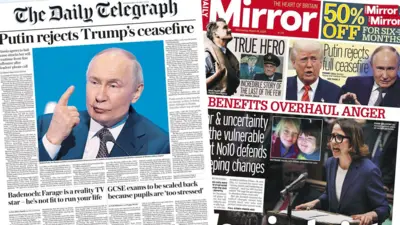 The Telegraph and Mirror front pages