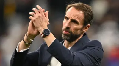 Gareth Southgate acknowledges the crowd after England's World Cup exit in Qatar in 2022