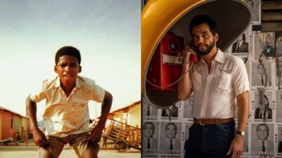 Montagem com cenas dos filmes "Cidade de Deus" e de "O Agente Secreto"