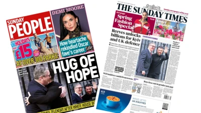 The Sunday People and the Sunday Times front pages 