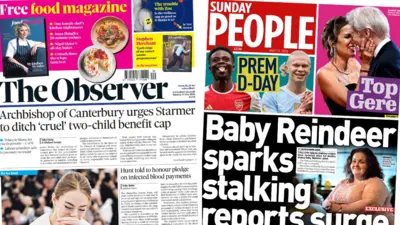 Sunday's papers including the observer and Sunday people
