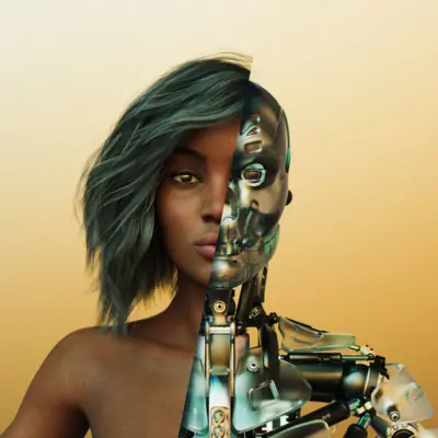 ባዮኒክ ፊት ያላት ሴት