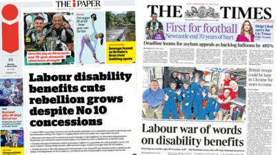 The i newspaper and The Times editions on Monday 17 March