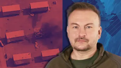 Колаж зображення Сергія Флеша на фоні супутника старлінк і системи його глушіння