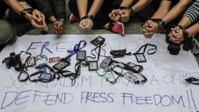 Ilustrasi demonstrasi tuntut kebebasan pers