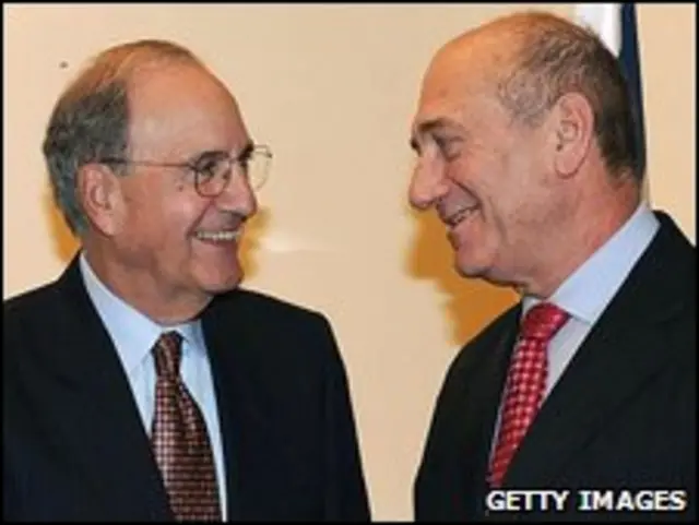 George Mitchell e Ehud Olmert em Jerusalém