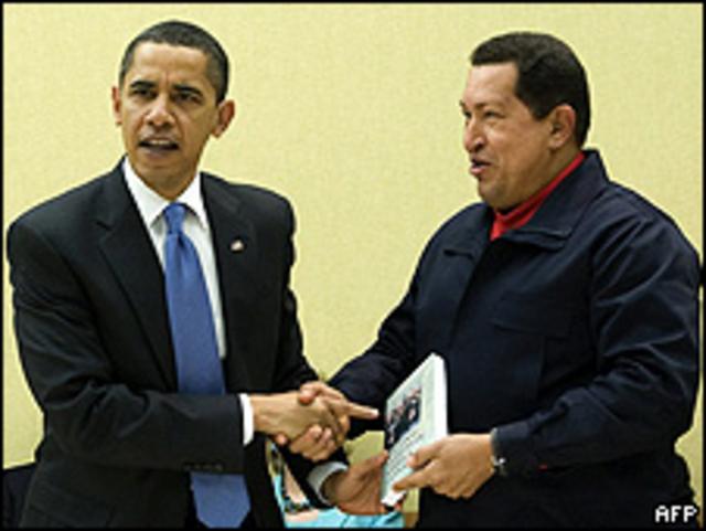 Obama y Chávez.