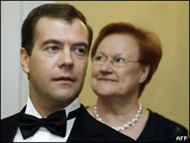 Президенты России и Финляндии Дмитрий Медведев и Тарья Халонен 