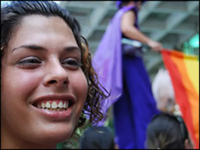 Daniela, transexual cubana que participó en las marchas en contra de la homofobia, 16 de mayo de 2009. Foto: Raquel Pérez.