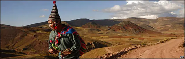 Imagen de un indígena en el altiplano boliviano