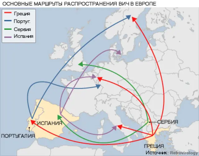 Карта распространения ВИЧ в Европе