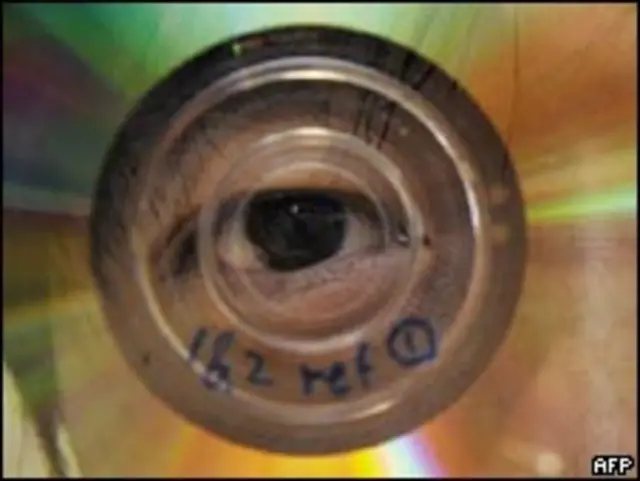 Ojo reflejado en DVD