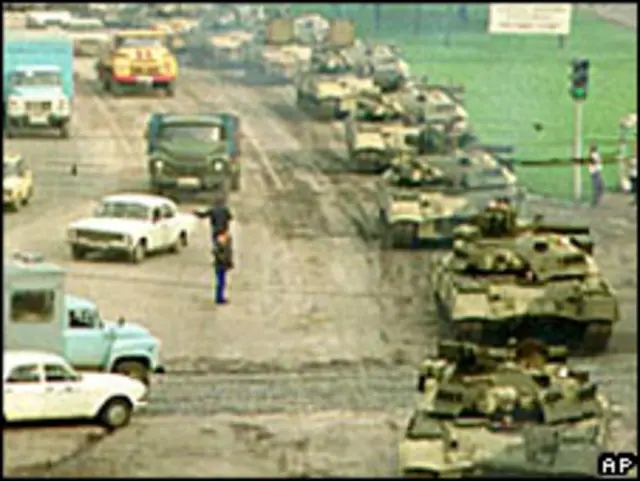 Танки в Москве в августе 1991 г.