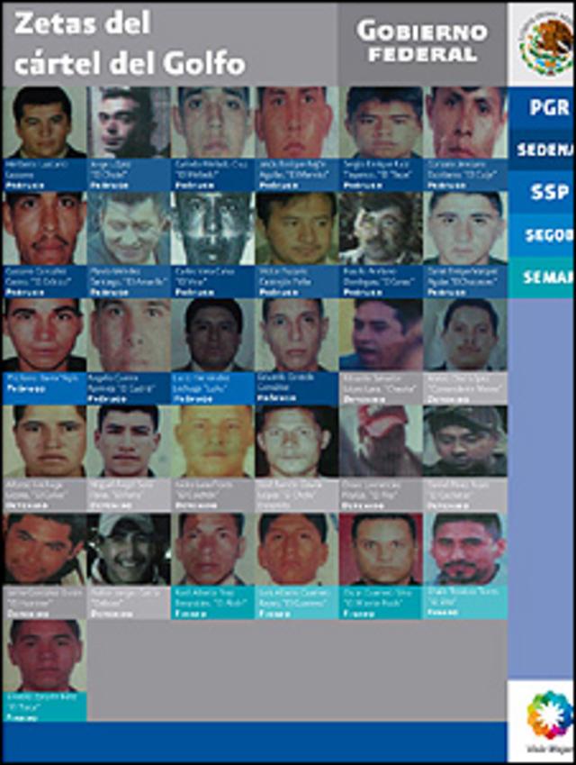 Miembros de los Zetas, según la Procuraduría General de México