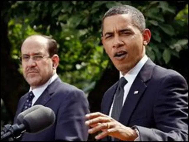 امریکی صدر اور عراقی وزیرِ اعظم کے درمیان ان ’پرائیویٹ‘ مذاکرات کے بعد صدر اوباما نے کہا کہ امریکہ عراق میں پیشرفت سے خوش ہے لیکن انہوں نے خبردار کیا کہ آنے والے وقتوں میں تشدد جاری رہ سکتا ہے۔