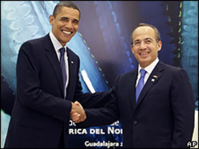 Barack Obama y Felipe Calderón en Guadalajara, México