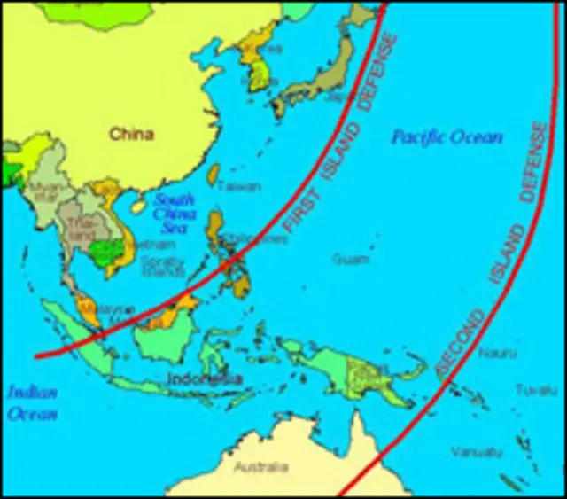 Bản đồ hai tuyến phòng thủ biển của TQ